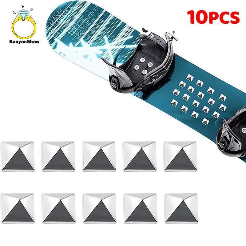 [BANY] 10 Pcs Snowboard Stomp Pad Antiderrapante Pentagrama Studs Grip Almofadas De Tração Para Estilo Felpudo , Encader