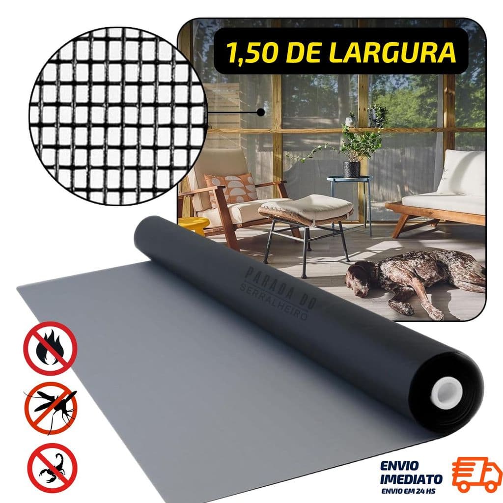 Tela Mosquiteiro 1,5m x 5m Fibra De Vidro Porta Janela