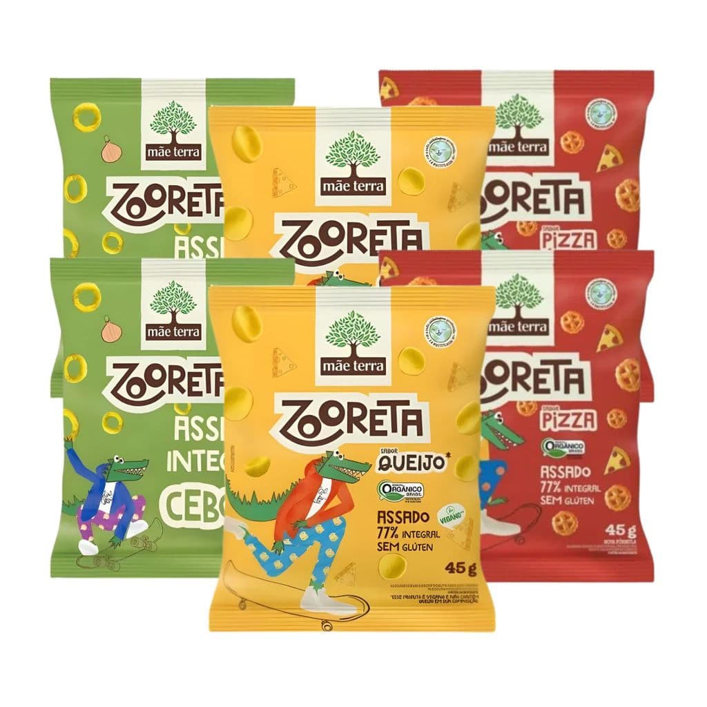 Kit Salgadinho Zooreta Assado Sabores Sortidos - Mãe Terra 6 Unidades 45g 