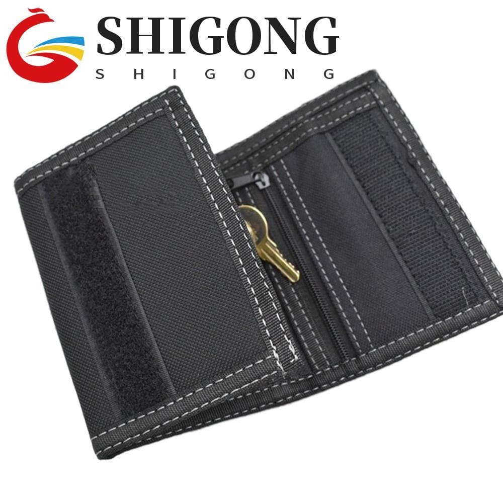 SHIGONG Carteira Curta Masculina , Bolsa De Pano Oxford De Lazer Com Prendedor De Toque Durável Contratada 3 Dobras
