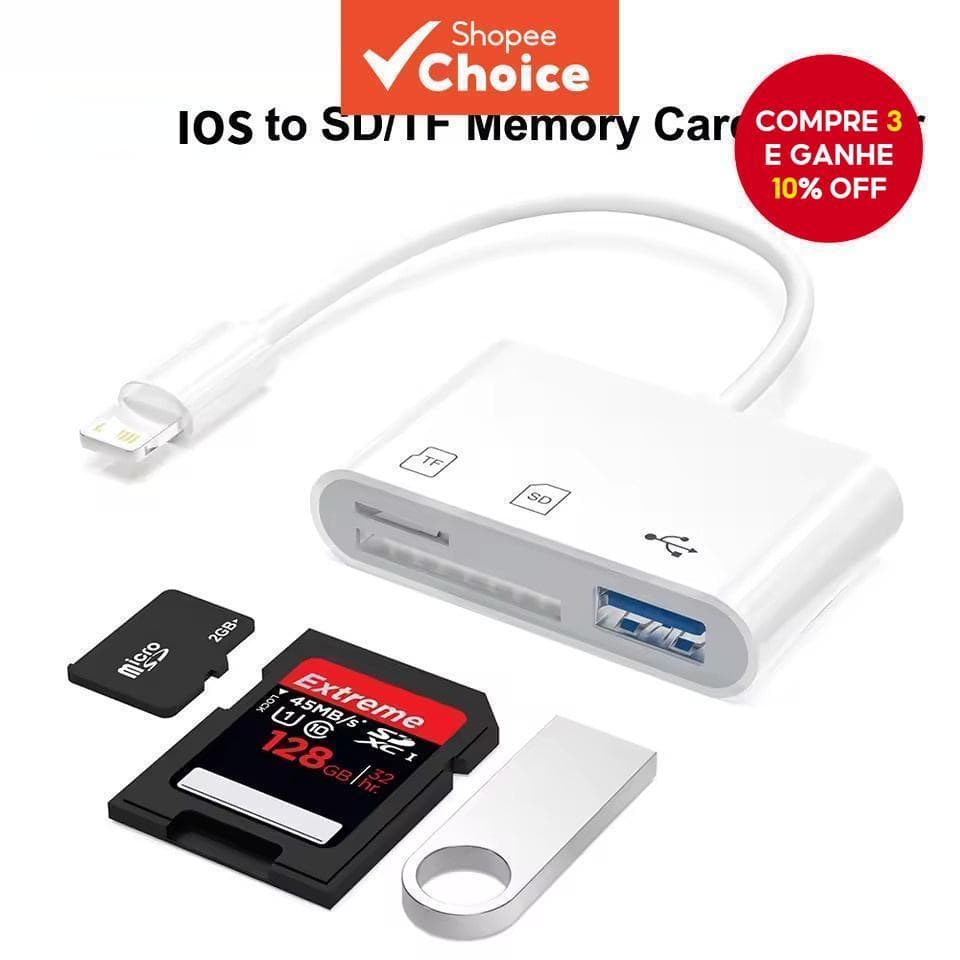 Adaptador OTG De Leitor De Cartão SD TF Para Conversor De Câmera iPad iPhone