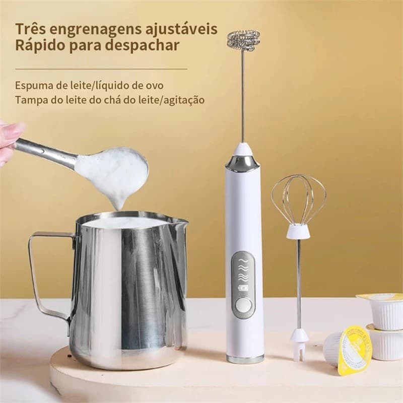 Mini Mixer Elétrico Inox Misturador Batedor Elétrico para Claras de Ovos Shake Bebidas Envio Imediato Mixer Portatil