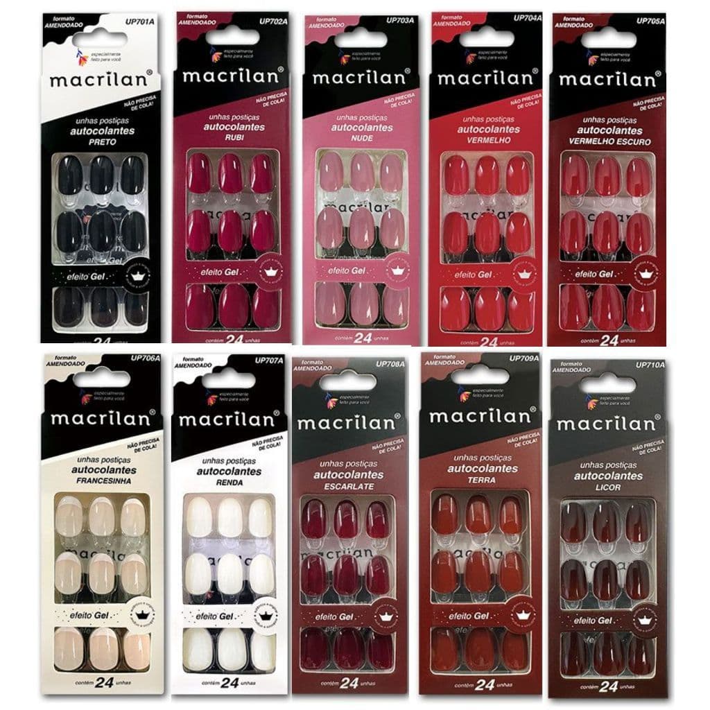 UNHAS POSTIÇAS AMENDOADO COLANTES 24 UN. MACRILAN