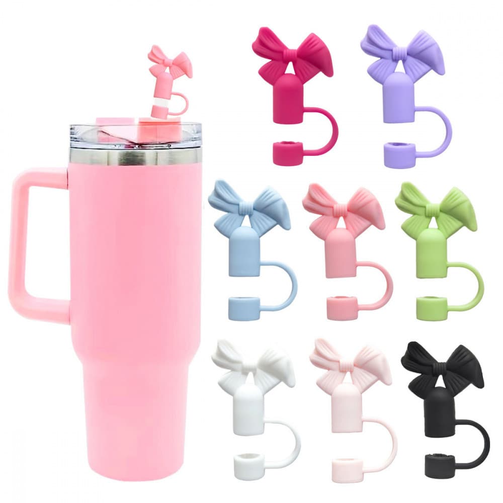 Tampa de canudo de silicone de 10mm, laço 3D DIY para copo de água de grau alimentício, manga à prova de poeira