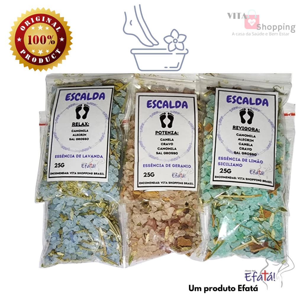 Escalda Pés kit 30 unids - Revigora, Relax e Potenza - Efatá
