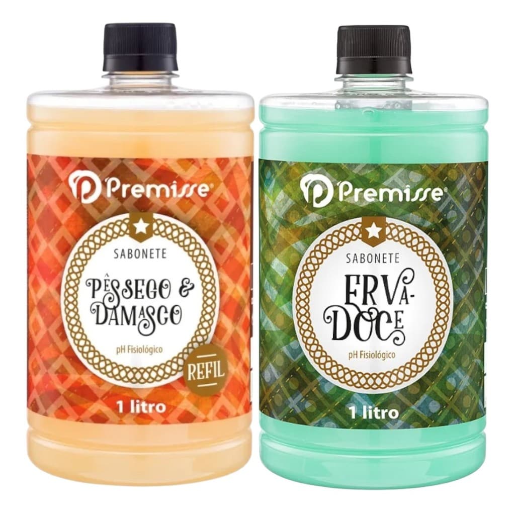 Kit 2 Sabonete Líquido Pêssego + Erva Doce 1 Litro - Premisse
