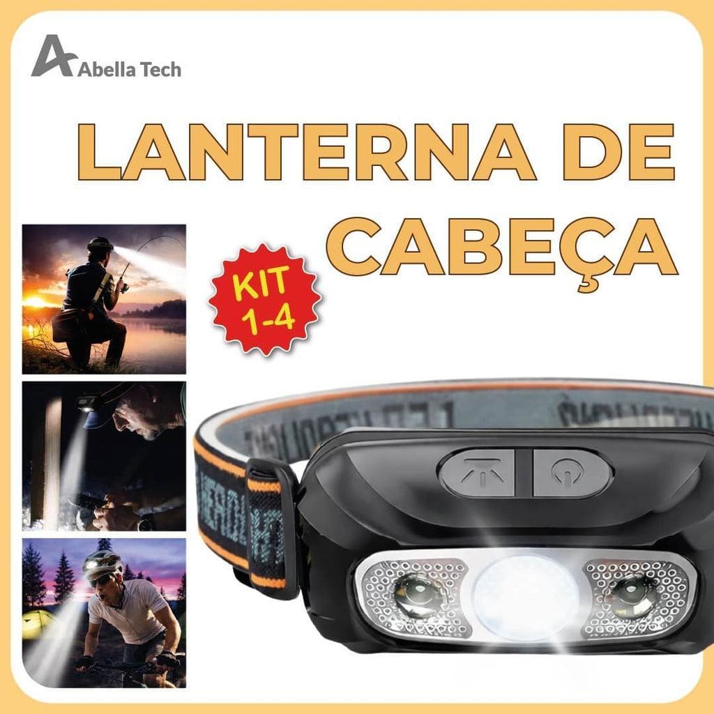 Lanterna de Cabeça Led Alta Potência com vidro óptico carregador USB Bivolt