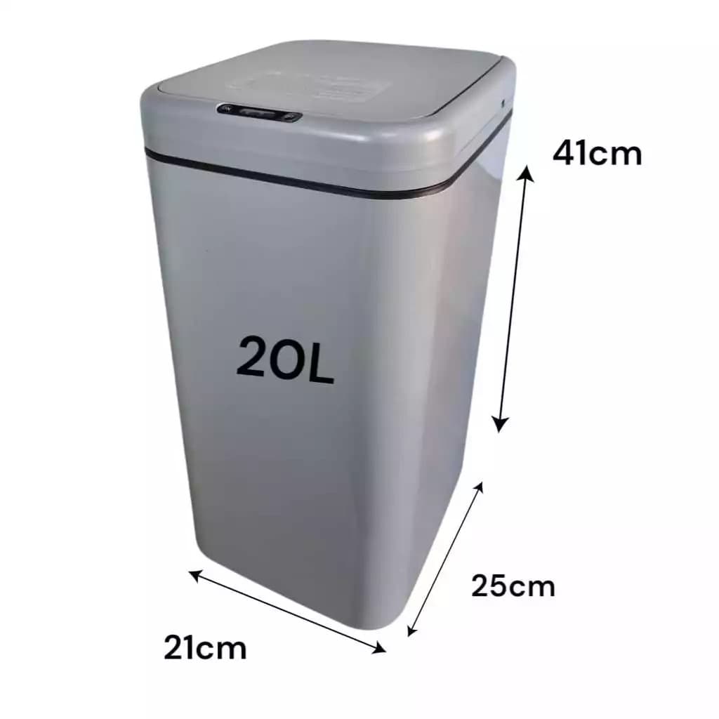 Lixeira Automática 16L/20L com Sensor de Movimento Cinza – Antiodor, Grande Capacidade, Moderna | Casa Chic