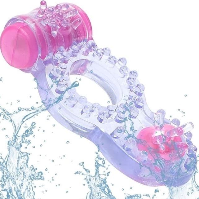 Anel Peniano Transparente Pérola Duplo Prazer Com Vibrador Estimulador De Clitóris SEX SHOP