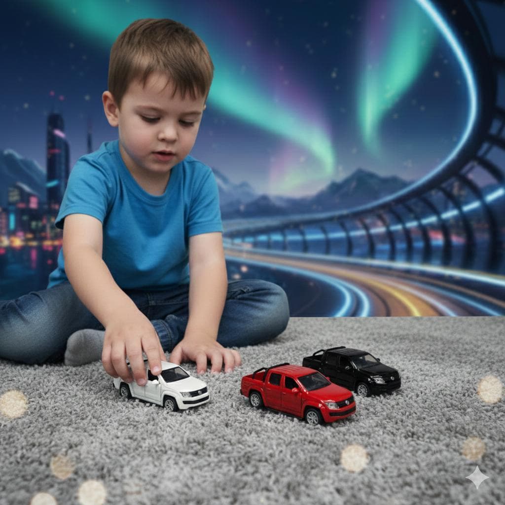 Miniatura Carrinho Amarok Ferro Ultra Realismo Resistente Coleção Infantil  Fricção com Luzes e Sons