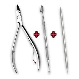 Kit 3 cutelaria profissional Alicate+espatula+Palito de inox. Unha, esmalte, gel, cetim, skin care