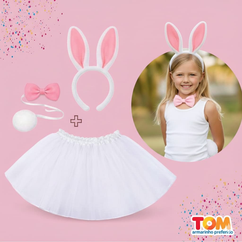 Fantasia Coelhinha Infantil Saia Tule com Acessórios