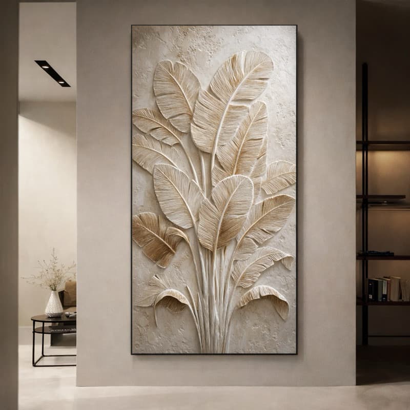 Quadro Decorativo Folhagem Clean Gigante 1,10x80cm.Decore Sala,Quarto,Copa,consultório,escritório,hall,áreas afins.