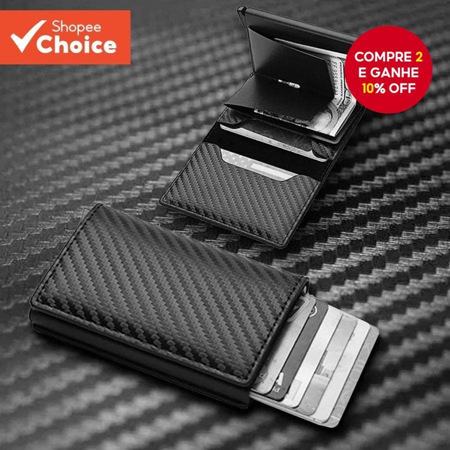 Carteira RFID De Fibra De Carbono-Porta-Cartões Pop-Up Automático Com Proteção Antirroubo ​