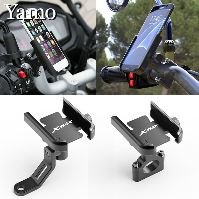 Para YAMAHA XMAX 300 125 250 400 2017-2024 AEROX 155 Motocicleta Guiador Espelho Retrovisor Suporte Celular Gps Peças Au