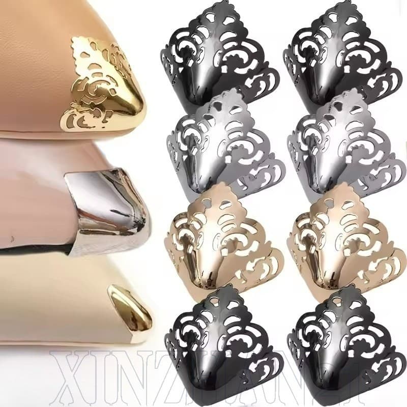Pontas De Salto Alto Cornule De Metal-Protetor De Dedo Do Pé Para Sapatos Anti-Chute-Boné De Couro-Capa De Reparo Resist