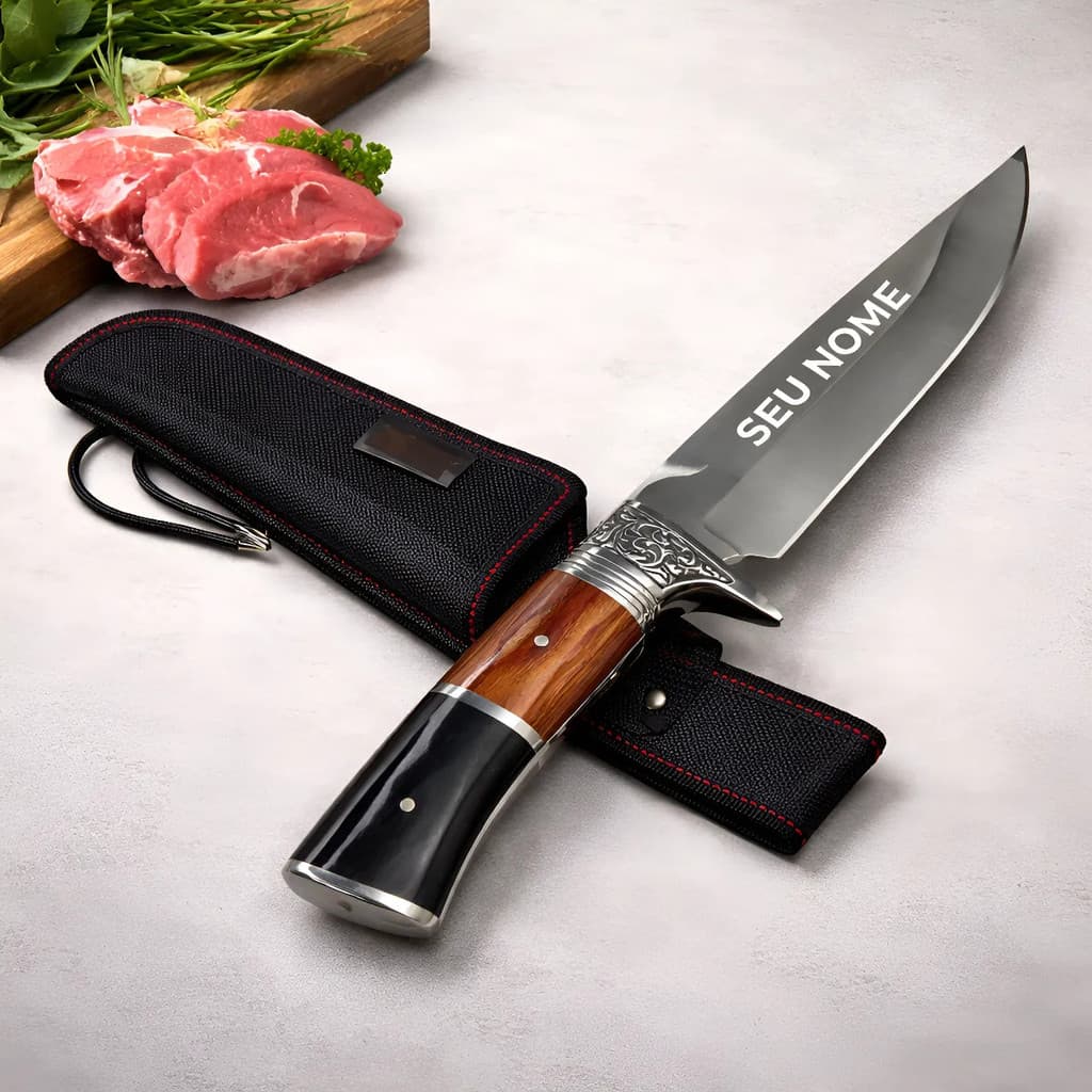 Faca De Churrasco Caça Pesca Personalizada Com Nome Gravado Presente Brinde Empresa