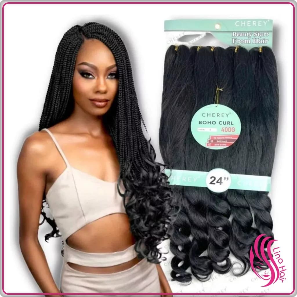 Cabelo Jumbo Boho Curl Cherey 400g – Fibra Premium | Box/Crochet/Fulani com Cachos