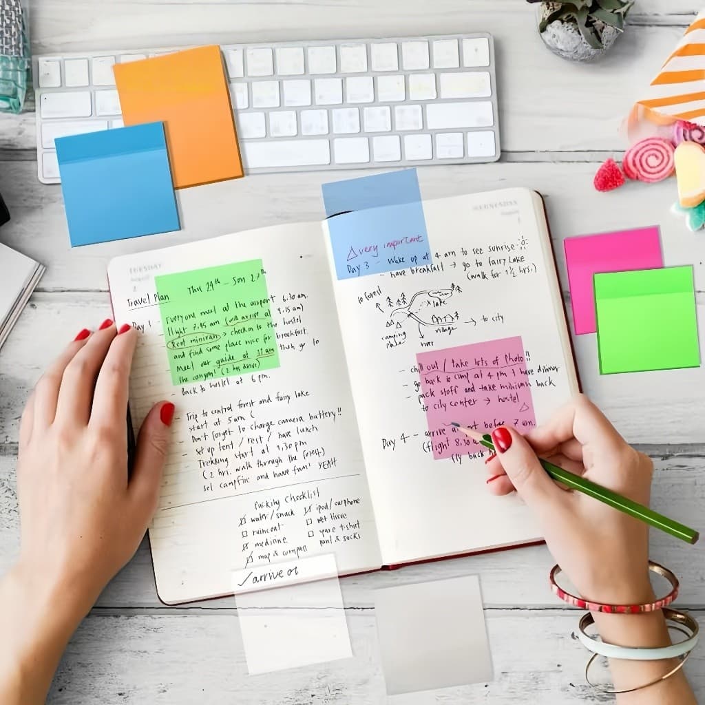 Bloco Post It 50 Unidades Notas Adesivas Transparentes | Escola | Escritório | Bloquinho Anotações