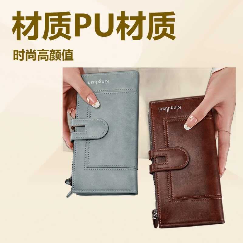 Senhoras carteira longa de alto valor estilo ins cartão de identificação de cartão de banco zíper duplo Slot para vários