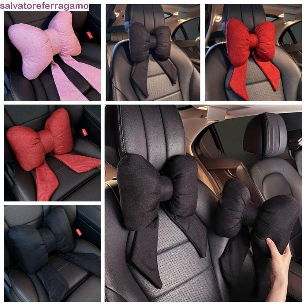 Travesseiro De Pescoço De Carro Com Laço De Fita SALVATOREFERRAGAMO , Encosto De Cabeça Linho De Serpentina De Algodão ,