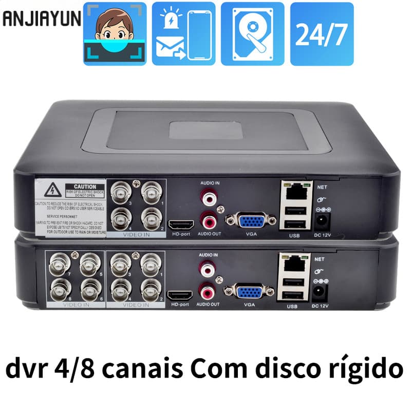 ANJIAYUN dvr 4 canais Para Câmera CCTV Stistem 8CH AHD NVR Gravador De Vídeo 4CH 5MP-N P2P H . 265 Vigilância Por XMEye
