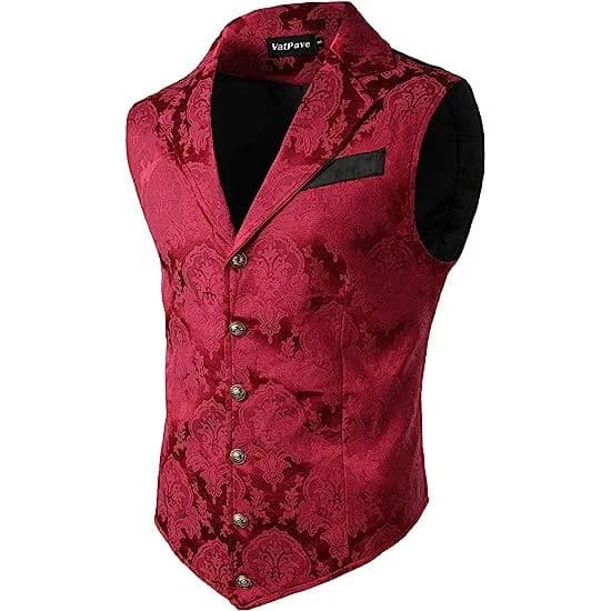 Colete Preto Masculino Renascentista Steampunk Casaco Gótico Jacquard Único Breasted Negócios Formal Vestido Para Terno