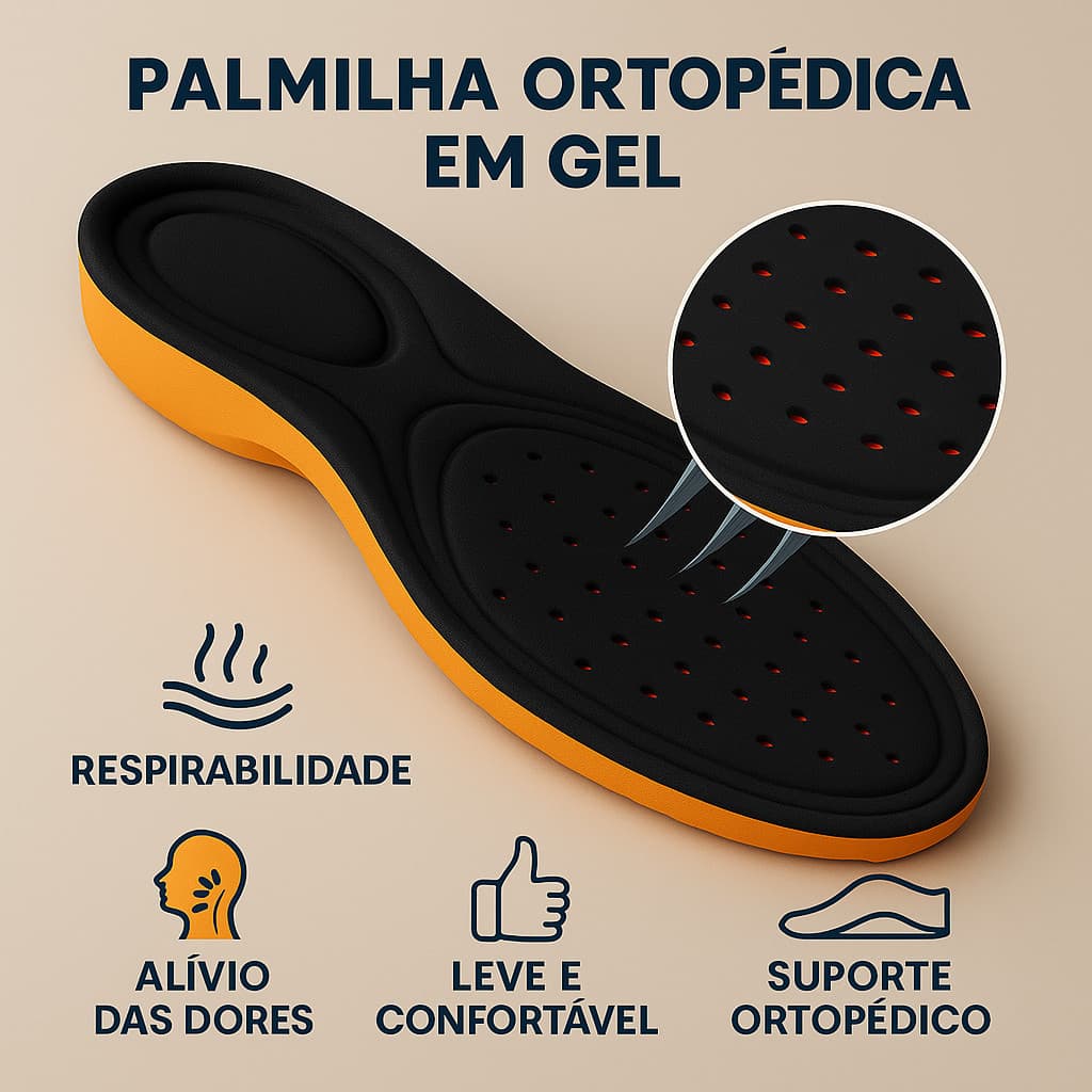 Par De Palmilha Gel Anatômica Ortopédica P/ Esporão E Alivia Dores Nos Pés Várias Horas de Trabalho