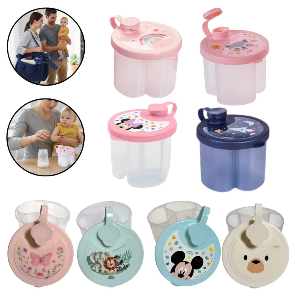 Pote Dosador de leite em pó e Fórmula bebê Infantil 3 compartimentos marcadores 300ml livre de BPA plasutil atóxico