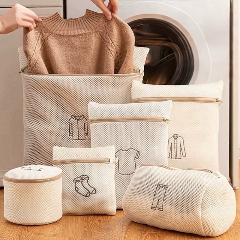 Kit 6 Sacos Lava Roupa Facil Para Máquina de Lavar Delicadas Íntimas Organizador de Roupas Ziper