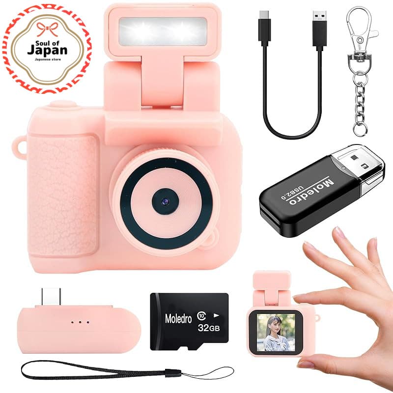 Moledro Mini Câmera Digital 1080P 2MP com MicroSD 32GB e Dock 1.44pol【Direct from Japan】