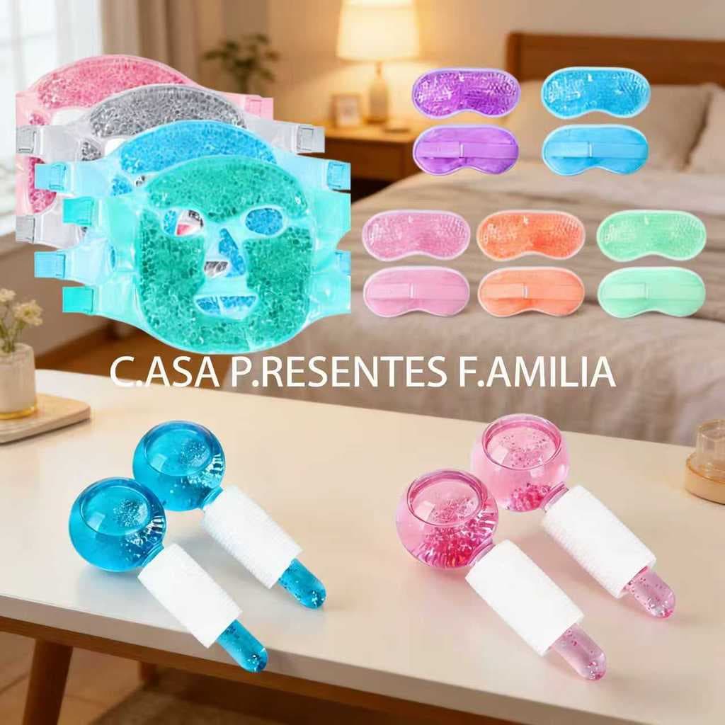Kit Facial: 2 Esferas de Cristal + Máscara Dupla para Rosto e Olhos – Cuidado Premium Completo