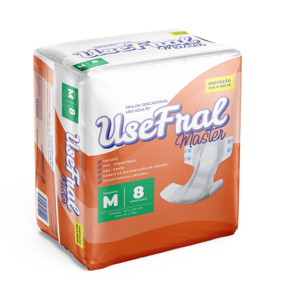 FRALDA GERIATRICA ADULTO USEFRAL M 8 UNID - Entrega Rápida