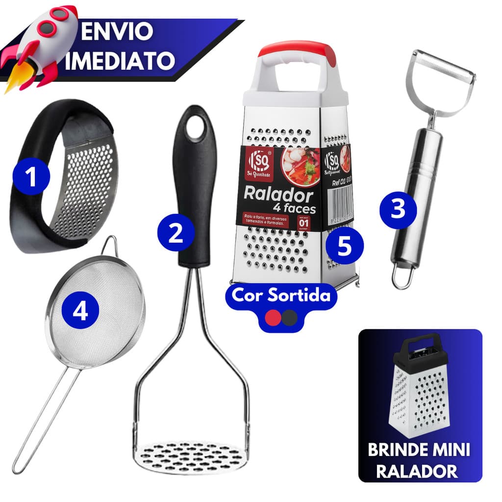 2/3/4/5 Amassador Batata/Amassador Alho/Descascador/Ralador/Peneira Cozinha