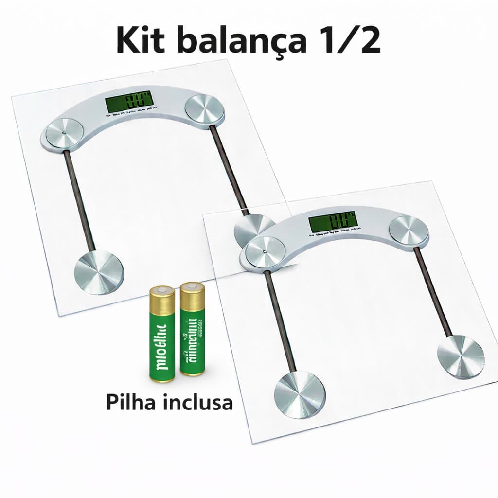 Balança Corporal Digital Até 180kg Com Vidro Temperado Premium Marcador De Bateria Fitness Saudável