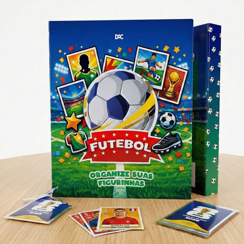 Fichário Porta Cards Futebol Copa 2026 180 Figurinhas Pasta Colecionador 