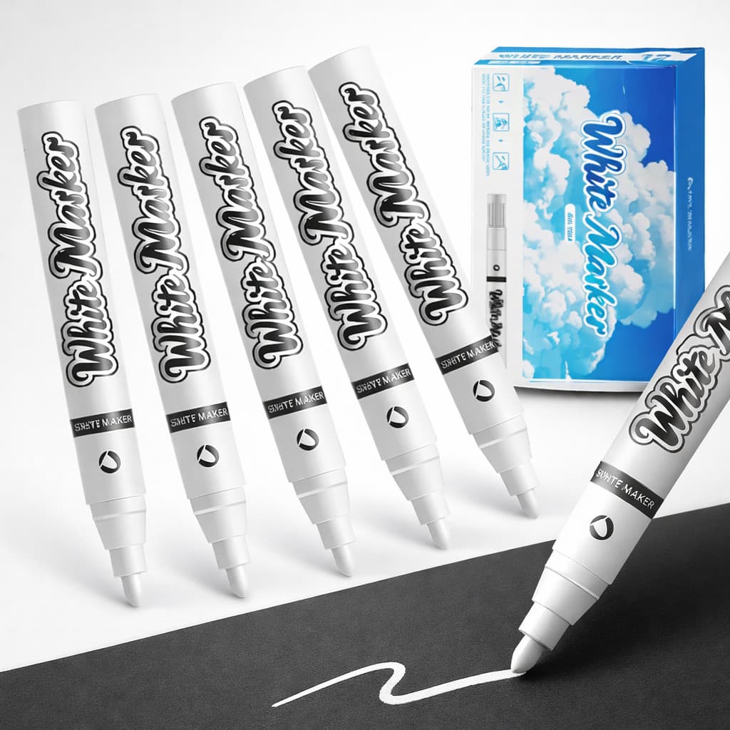 Caneta Marcador Branco Acrílica 1mm  Artística 2mm Desenho Marcação Design Gel 0,6mm