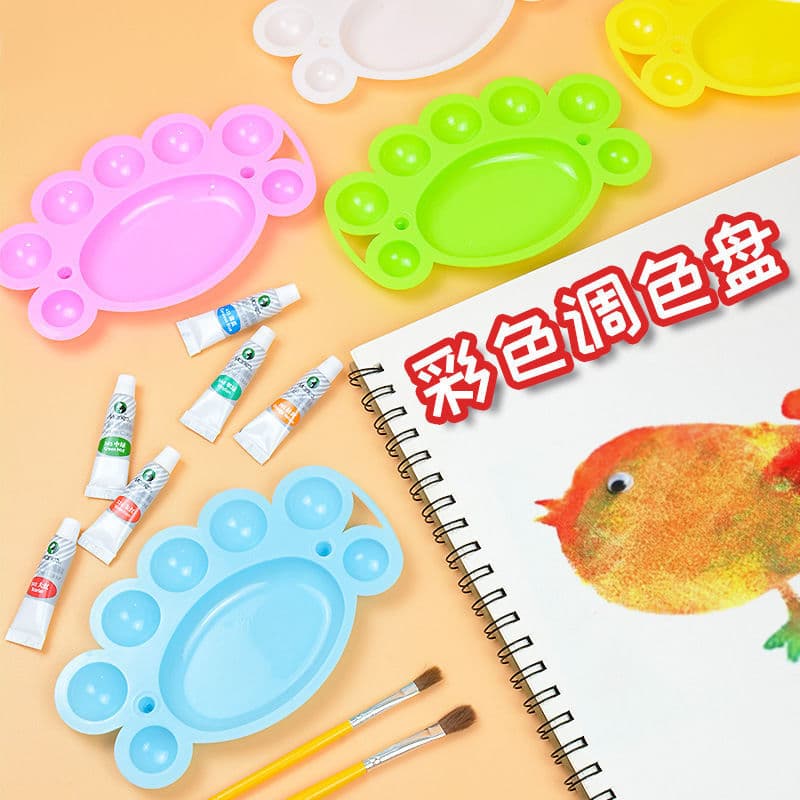 Paleta de pintura colorida para crianças, barracas de pintura, pés pequenos, paleta de pintura artística