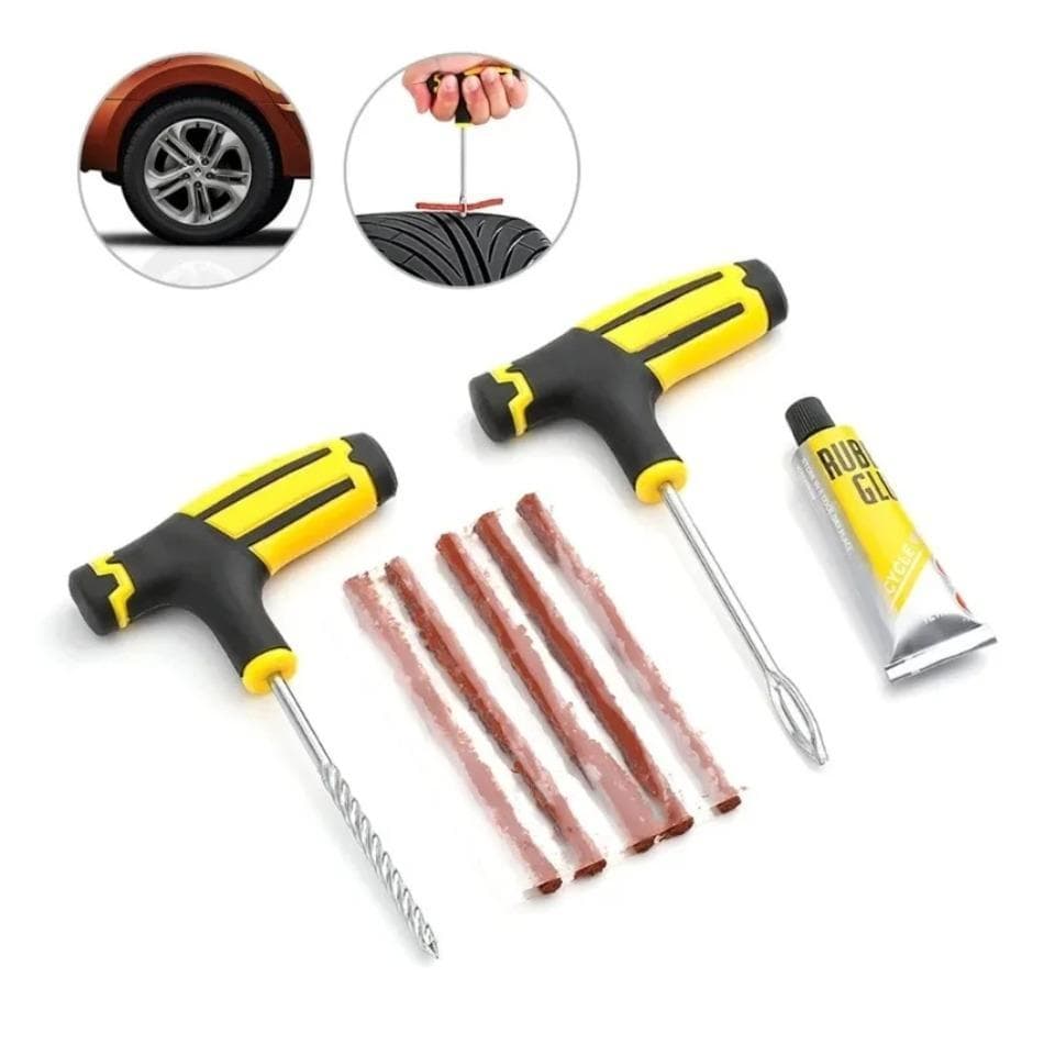 1 Conjunto Kit De Reparo De Pneus De Carro Parafuso Prisioneiro Com Tiras De Borracha Ferramenta Punctura Plug Cola Livr