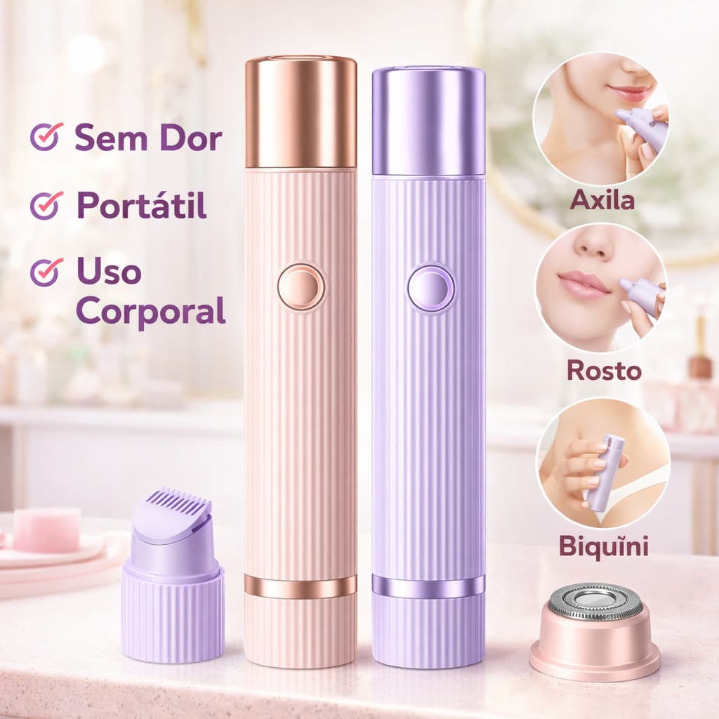 Depilador Elétrico Recarregável para Rosto e Corpo com Navalha Dupla