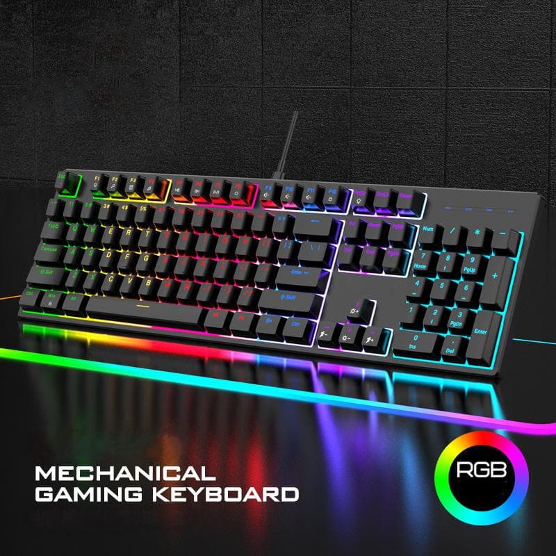 Teclado Gamer Mecânico Blue Switch Led Rgb Português Brasil