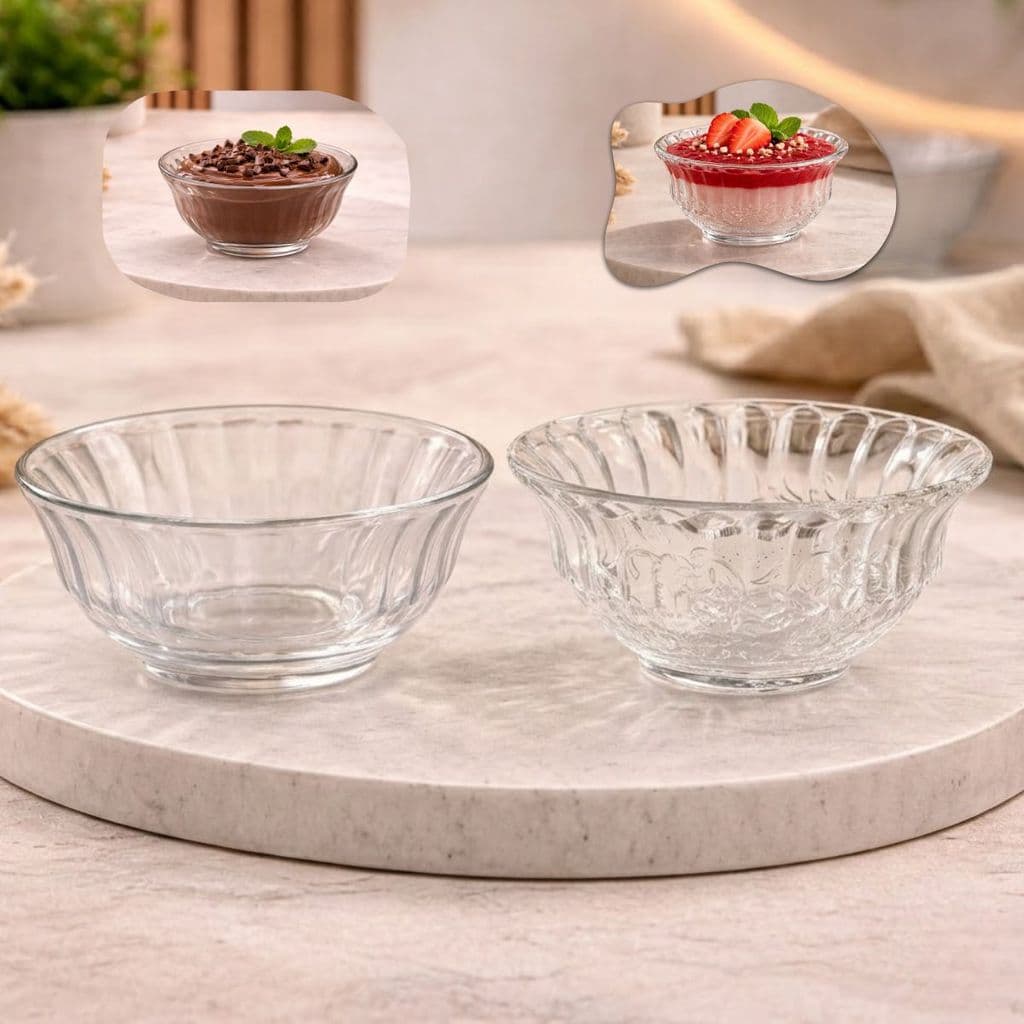 Kit Tigelas Sobremesa de Vidro 250ml Bowl - Jogo de Sobremesa
