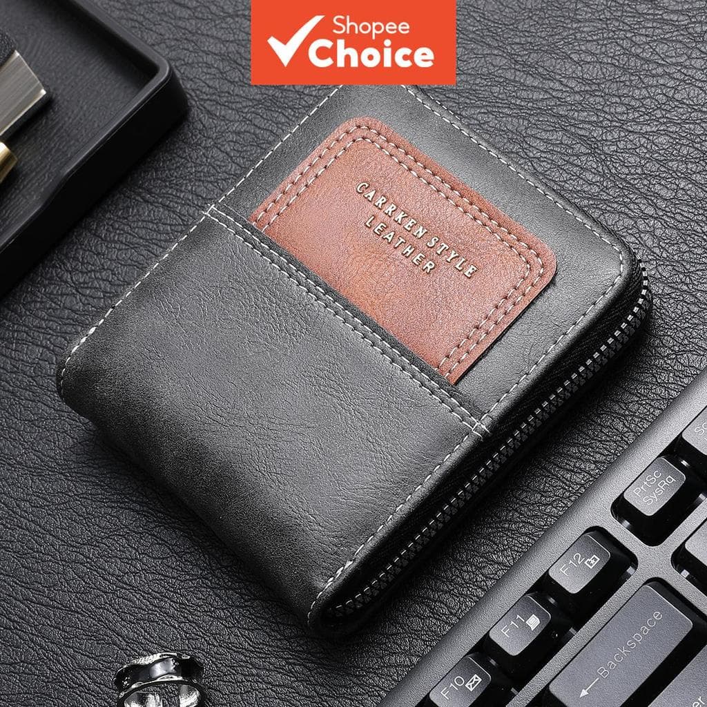 Carteira Curta CarrKen Para Homens Com Zíper Colorido E Vários Cartões Porta-Moedas Em Design De Moda