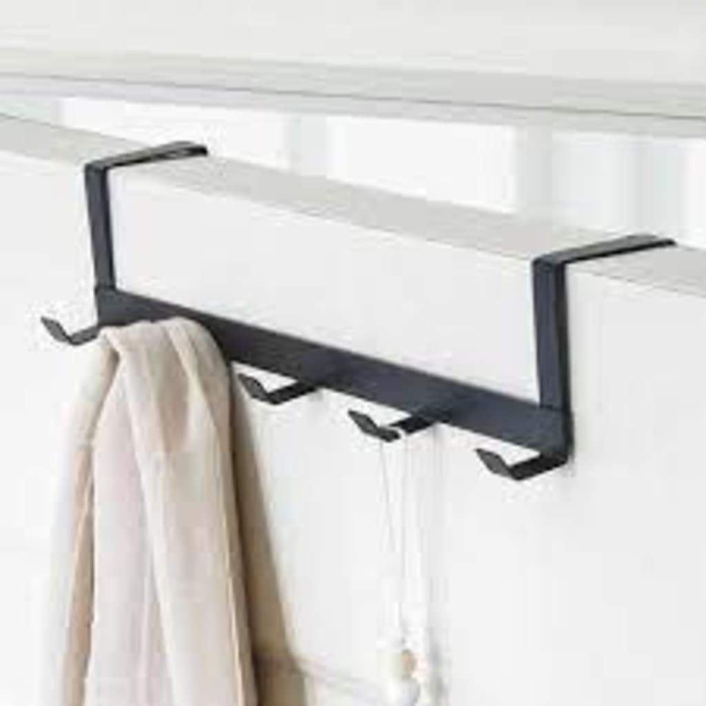 Suporte Cabide Para Porta Com 5 Ganchos  6,3 x 7,5 x 29cm Multiuso Organizador Utensilio De Casa