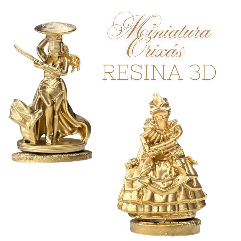 Miniaturas Orixás Resina 3D Dourada 5 cm - Diversos