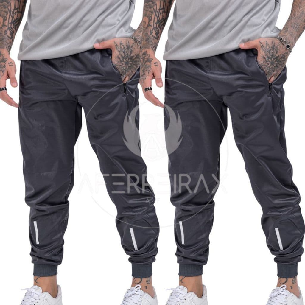 Combo 2 Calças Masculinas Slim Fit Com Ziper Dry Fit Liso
