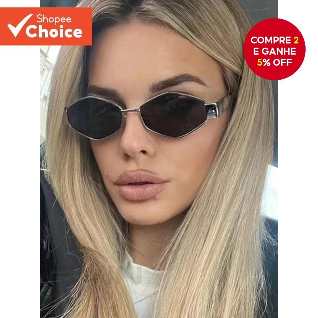 Óculos De Sol De Metal Geométrico Y2K-Proteção UV Pequena Armação Design Retrô Para Exterior/Condução/Festa