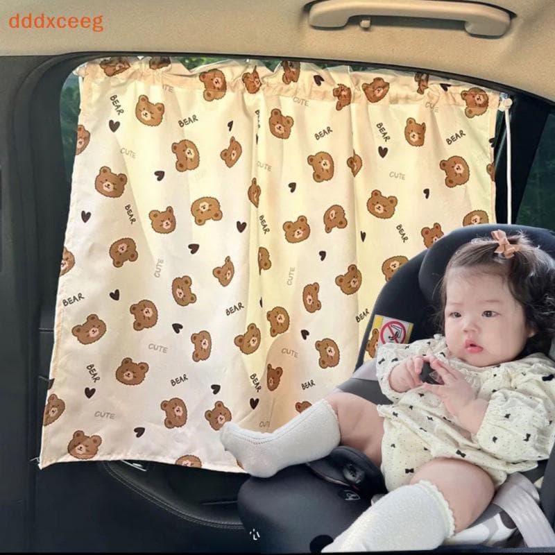 [dddxceeg] 1 Peça Cortinas Universais Para Proteção Solar De Carro , Urso Fofo De Desenho Animado , Estilo Janela Latera