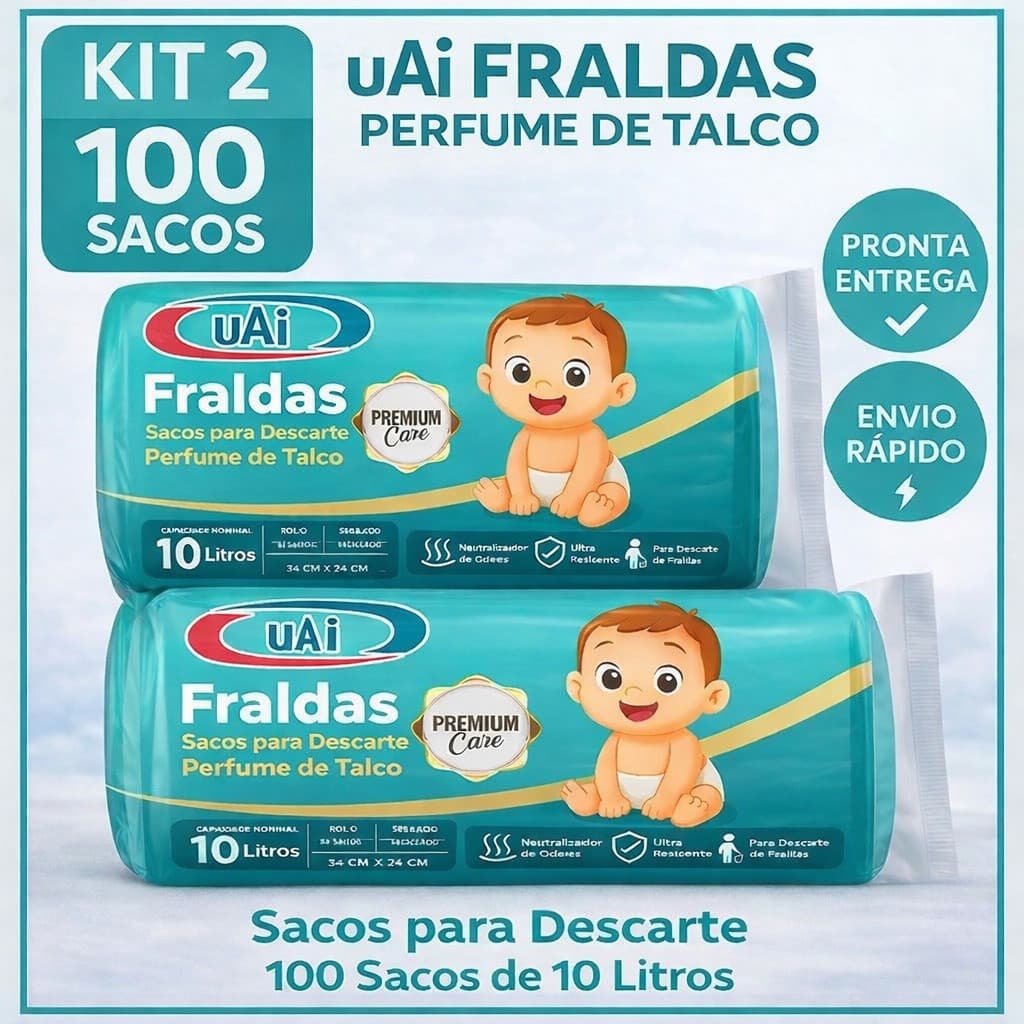Saco De Lixo Kit 100 Unidades 10 Litros  Tira Odor Perfumado Com Cheiro de Talco Econômico
