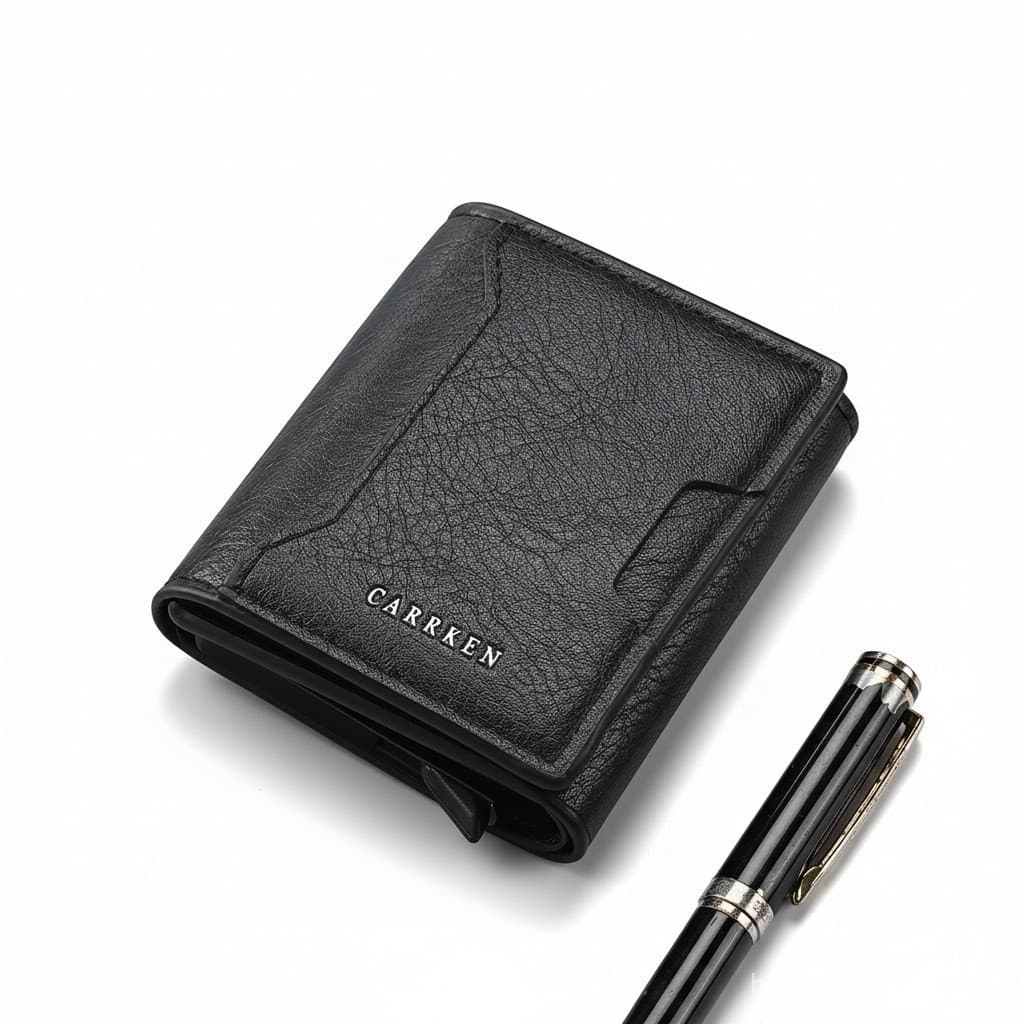 Carteira De Couro Masculina Elegante Curta Vertical-Porta-Cartões Multifuncional Unissex Com Vários Slots E Bolso Para M